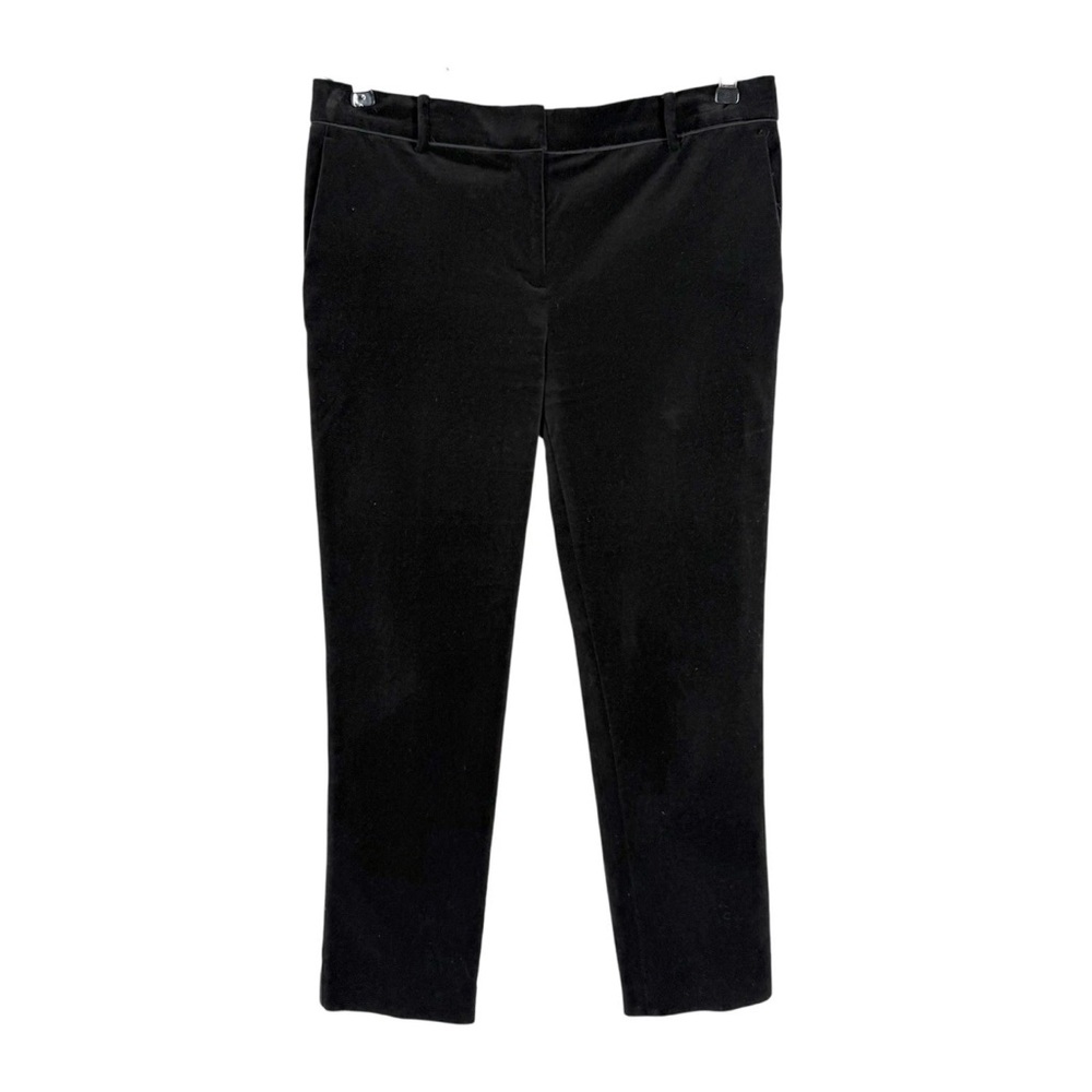Ann Taylor Velvet Pants Womens Size 4 Black Devin Fit Satin Piping 26in Inseam